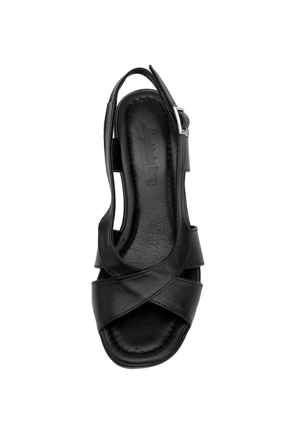 Elit Koc15-06 Kadın Hakiki Deri Topuklu Sandalet Siyah - Görsel 7