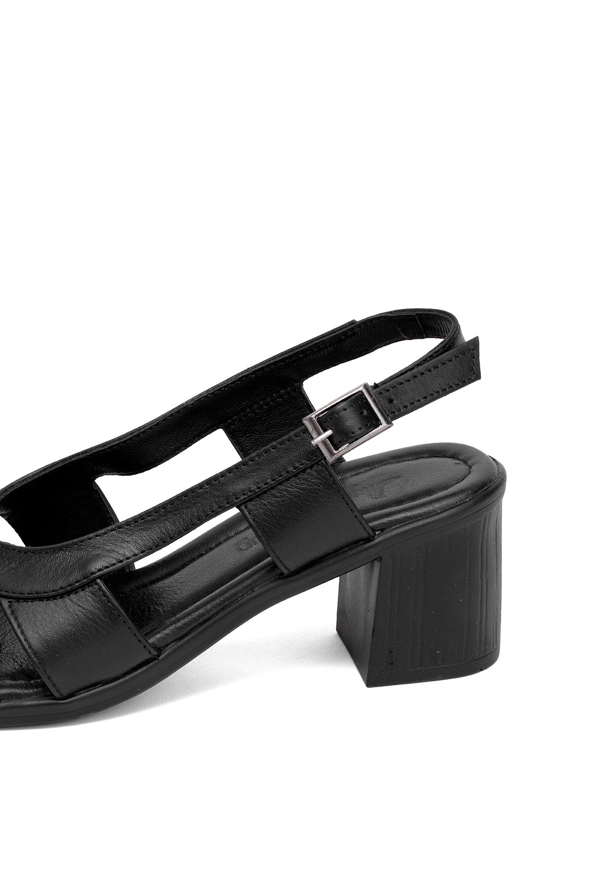 Elit Koc15-06 Kadın Hakiki Deri Topuklu Sandalet Siyah - Görsel 8