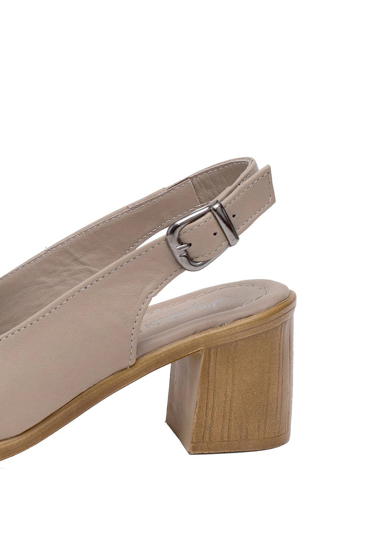 Elit Koc22-18 Kadın Hakiki Deri Topuklu Sandalet Bej - Görsel 8