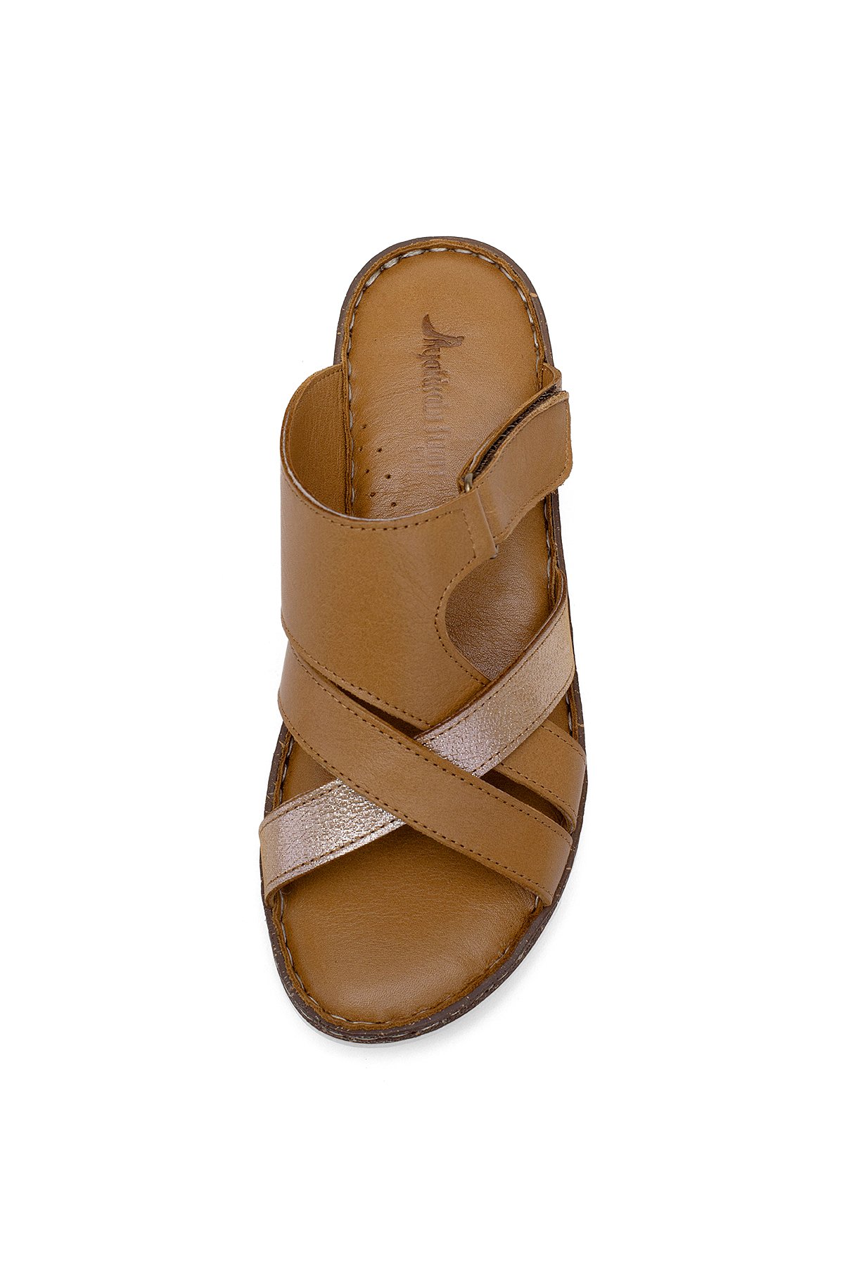 Elit Rhm012 Kadın Hakiki Deri Ortopedik Düz Terlik Taba - Görsel 7