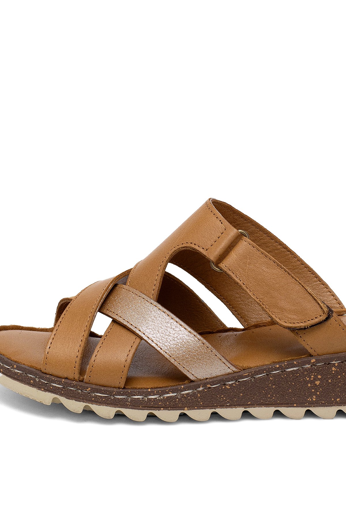 Elit Rhm012 Kadın Hakiki Deri Ortopedik Düz Terlik Taba - Görsel 8