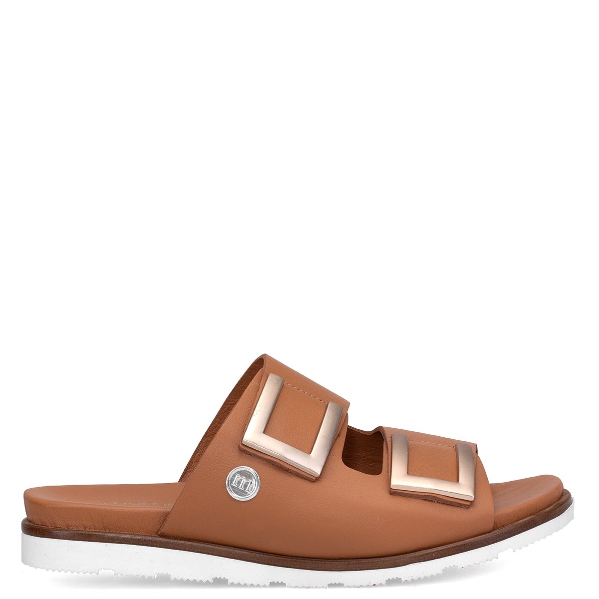 MammamiaD25YT-1235 Kadın Hakiki Deri Düz Terlik Taba