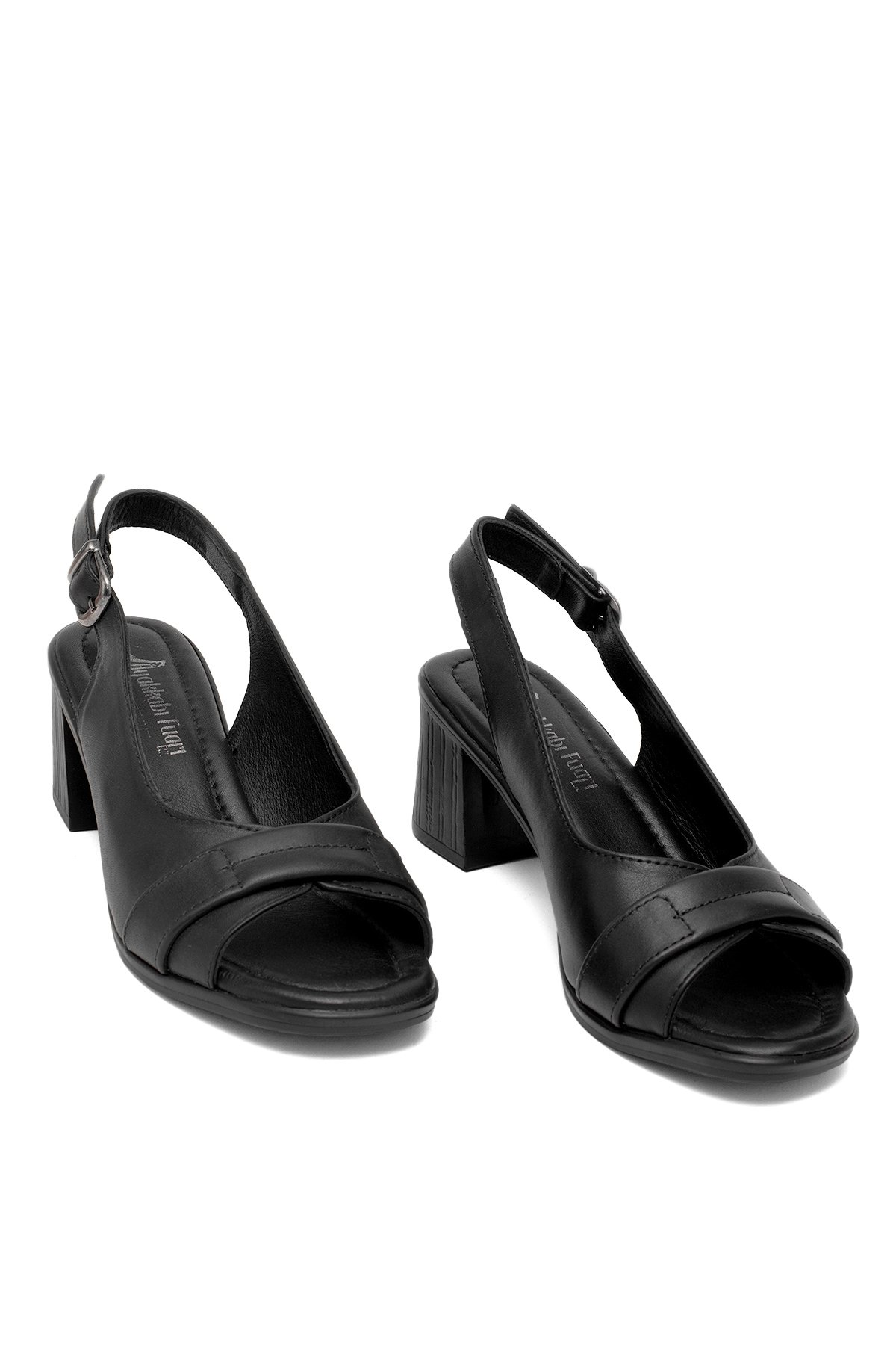 Elit Koc22-18 Kadın Hakiki Deri Topuklu Sandalet Siyah - Görsel 2