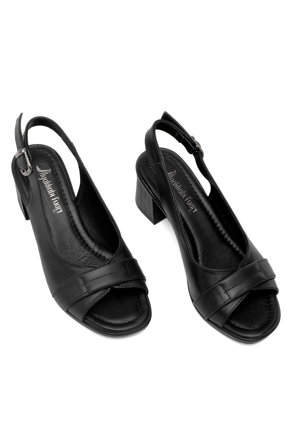 Elit Koc22-18 Kadın Hakiki Deri Topuklu Sandalet Siyah - Görsel 3