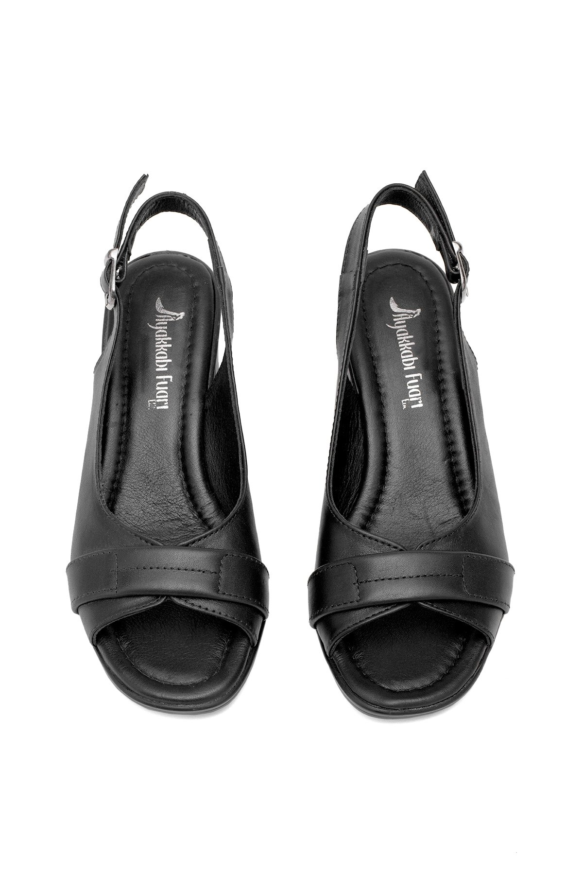 Elit Koc22-18 Kadın Hakiki Deri Topuklu Sandalet Siyah - Görsel 4