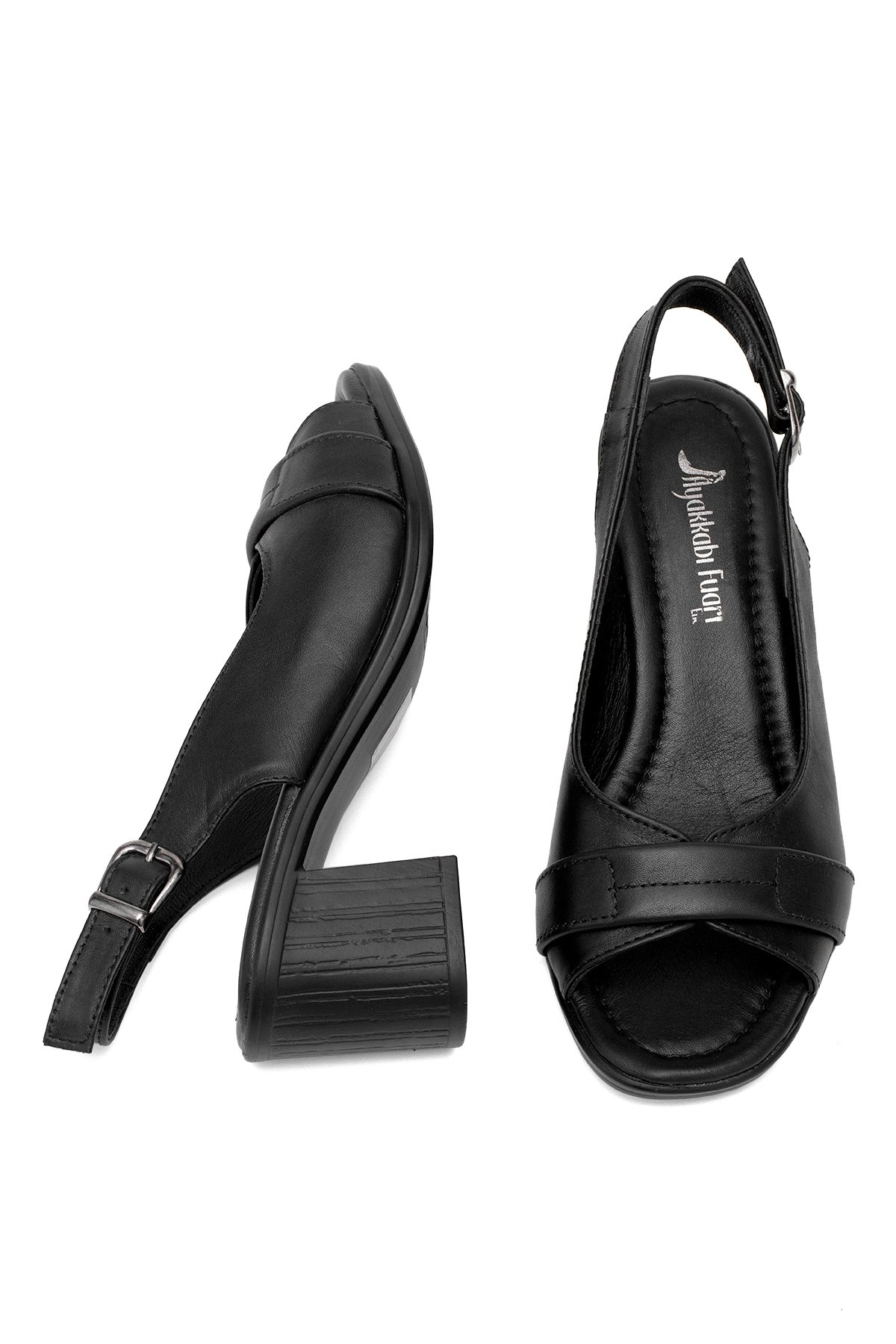 Elit Koc22-18 Kadın Hakiki Deri Topuklu Sandalet Siyah - Görsel 5