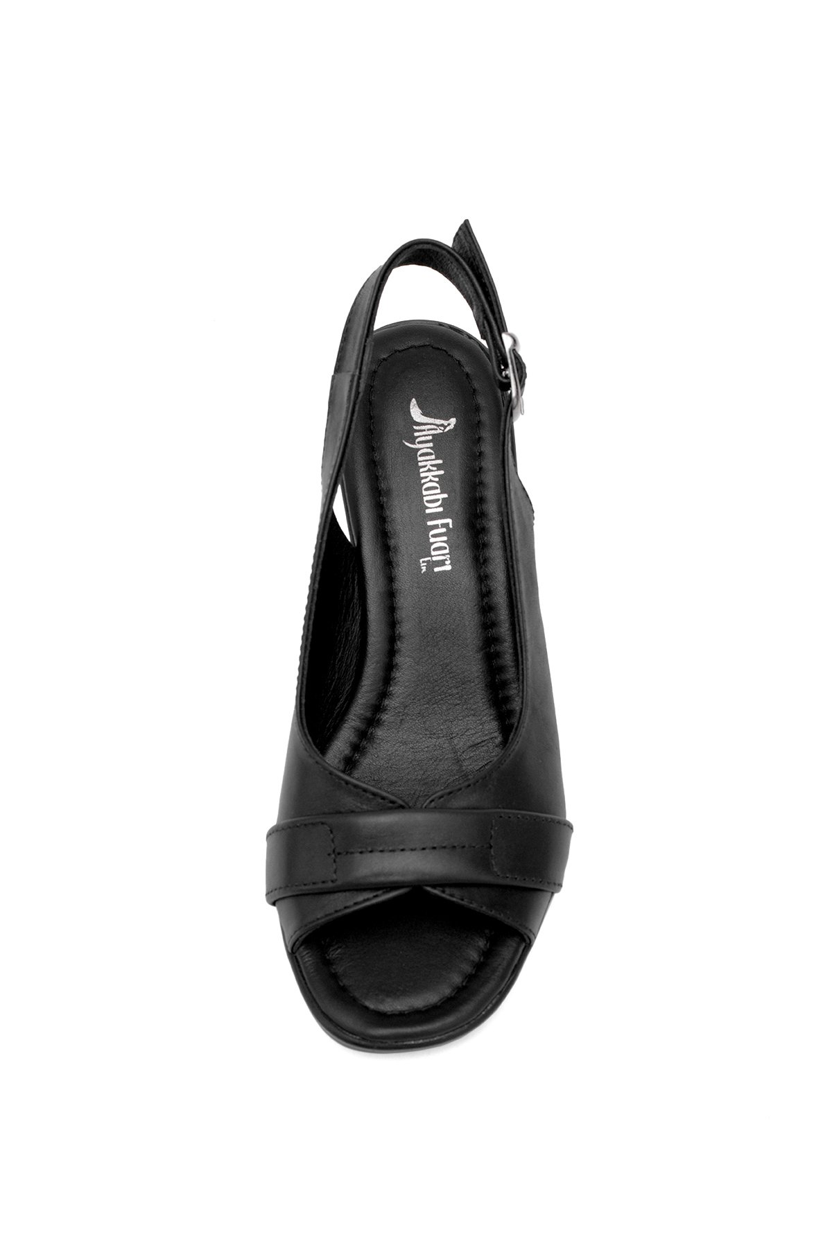 Elit Koc22-18 Kadın Hakiki Deri Topuklu Sandalet Siyah - Görsel 7