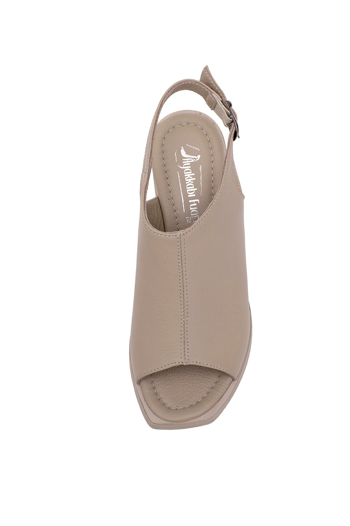 Elit Koc50-05 Kadın Hakiki Deri Topuklu Sandalet Bej - Görsel 7