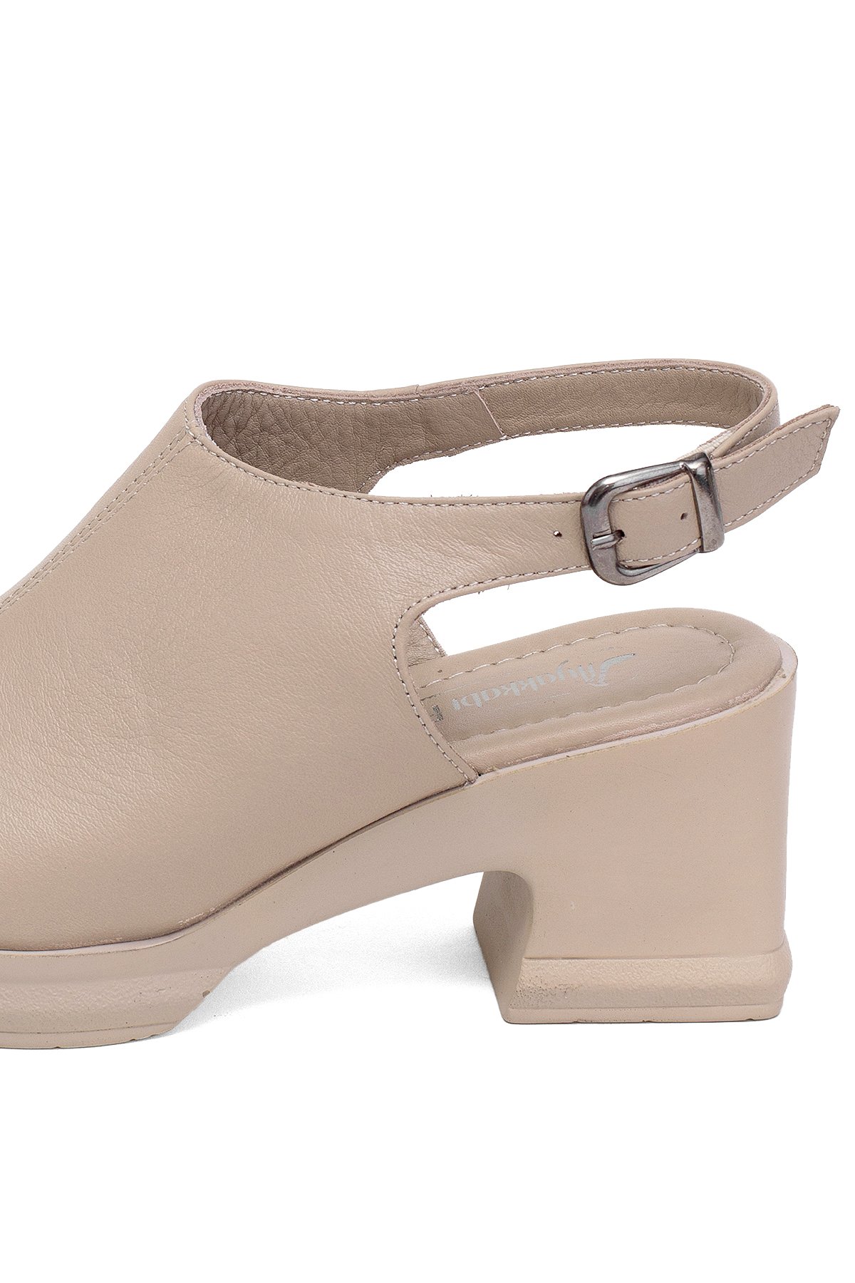 Elit Koc50-05 Kadın Hakiki Deri Topuklu Sandalet Bej - Görsel 8
