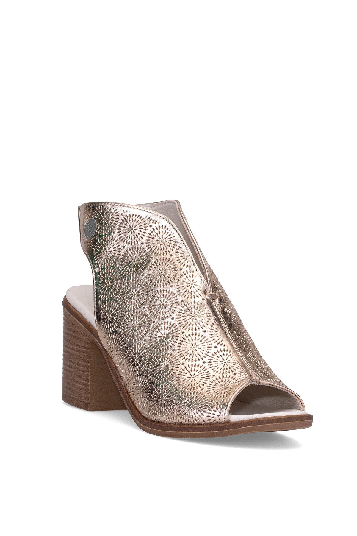 D25YS-2915 Kadın Hakiki Deri Topuklu Sandalet Dore - Görsel 3