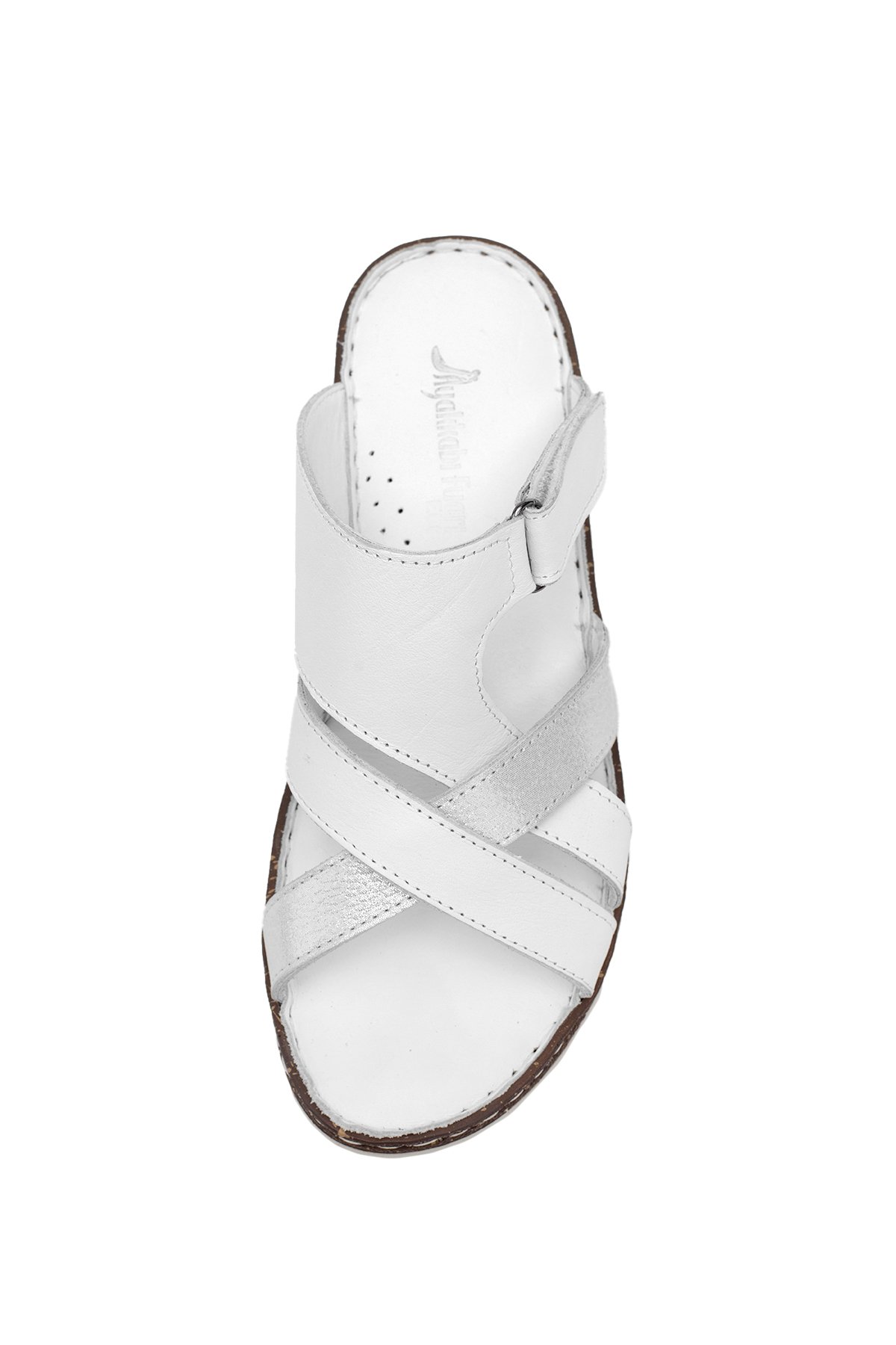 Elit Rhm012 Kadın Hakiki Deri Ortopedik Düz Terlik Beyaz - Görsel 7