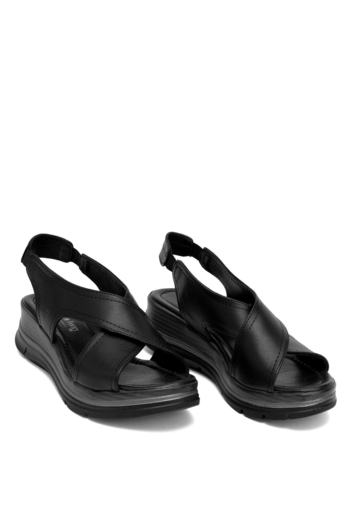 Elit Koc25-62 Kadın Hakiki Deri Dolgu Topuk Sandalet Siyah - Görsel 2