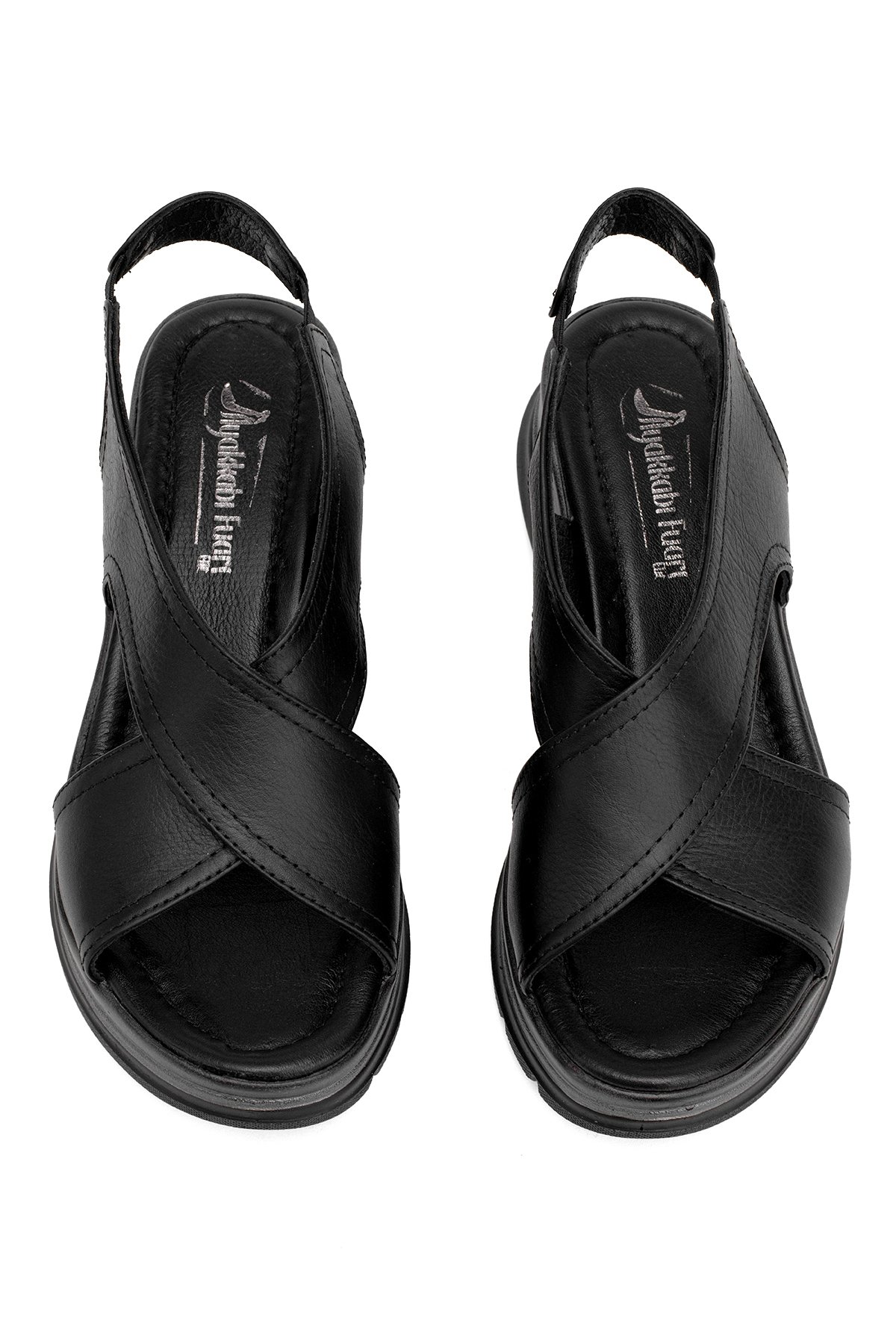 Elit Koc25-62 Kadın Hakiki Deri Dolgu Topuk Sandalet Siyah - Görsel 4