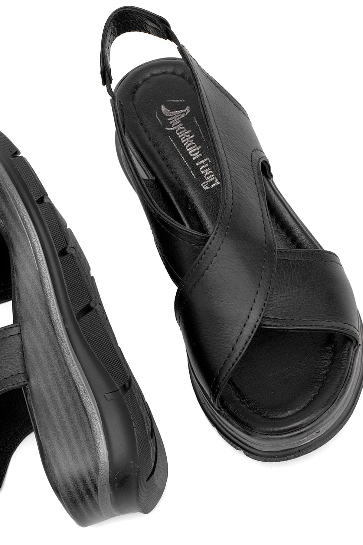 Elit Koc25-62 Kadın Hakiki Deri Dolgu Topuk Sandalet Siyah - Görsel 5