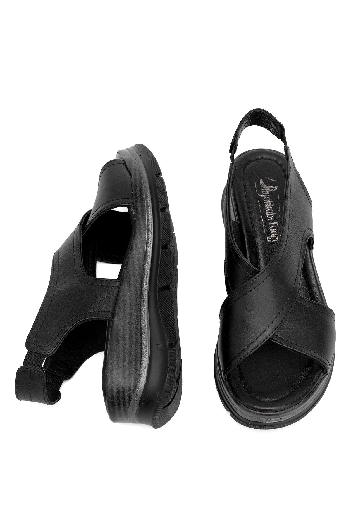 Elit Koc25-62 Kadın Hakiki Deri Dolgu Topuk Sandalet Siyah - Görsel 6