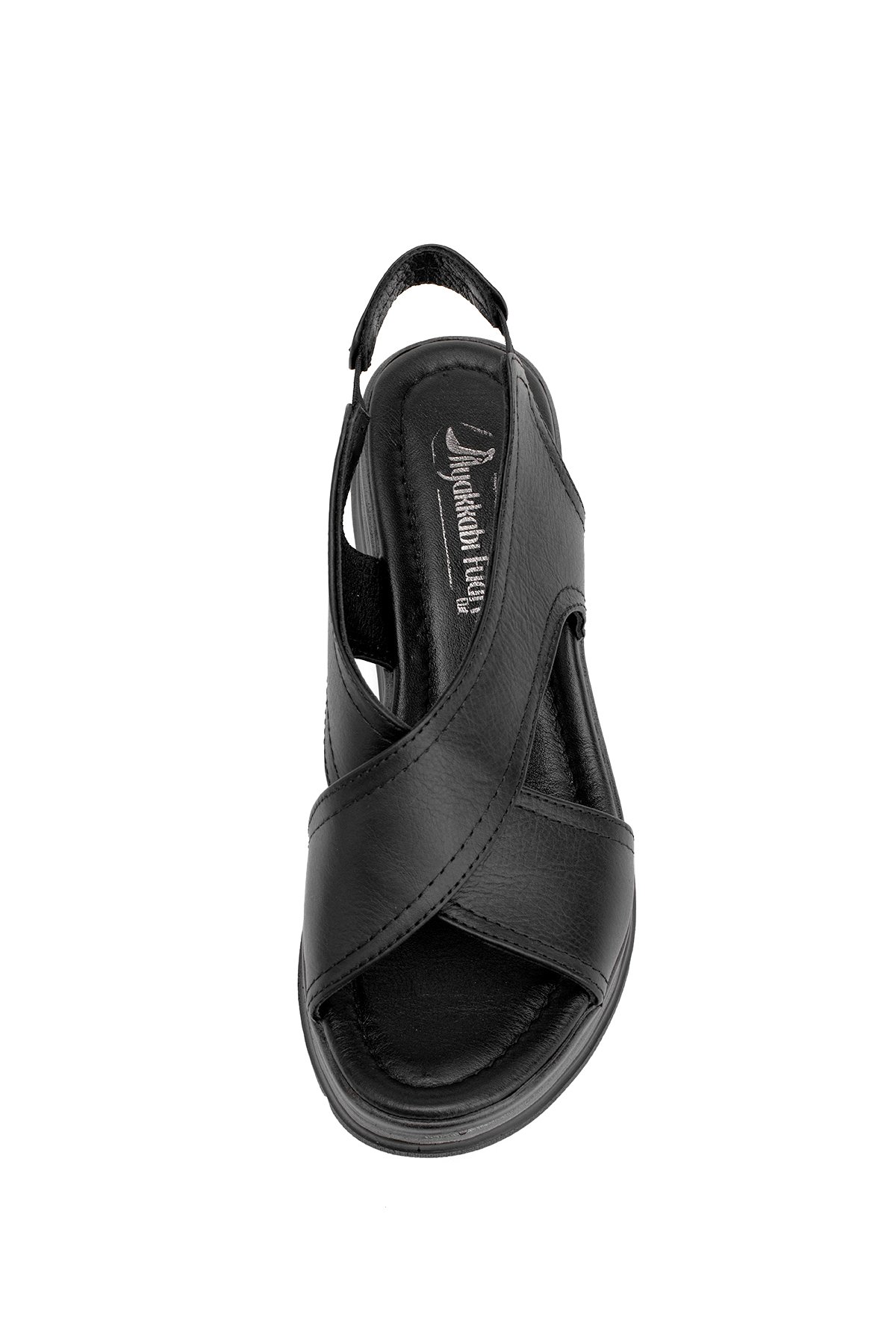 Elit Koc25-62 Kadın Hakiki Deri Dolgu Topuk Sandalet Siyah - Görsel 7