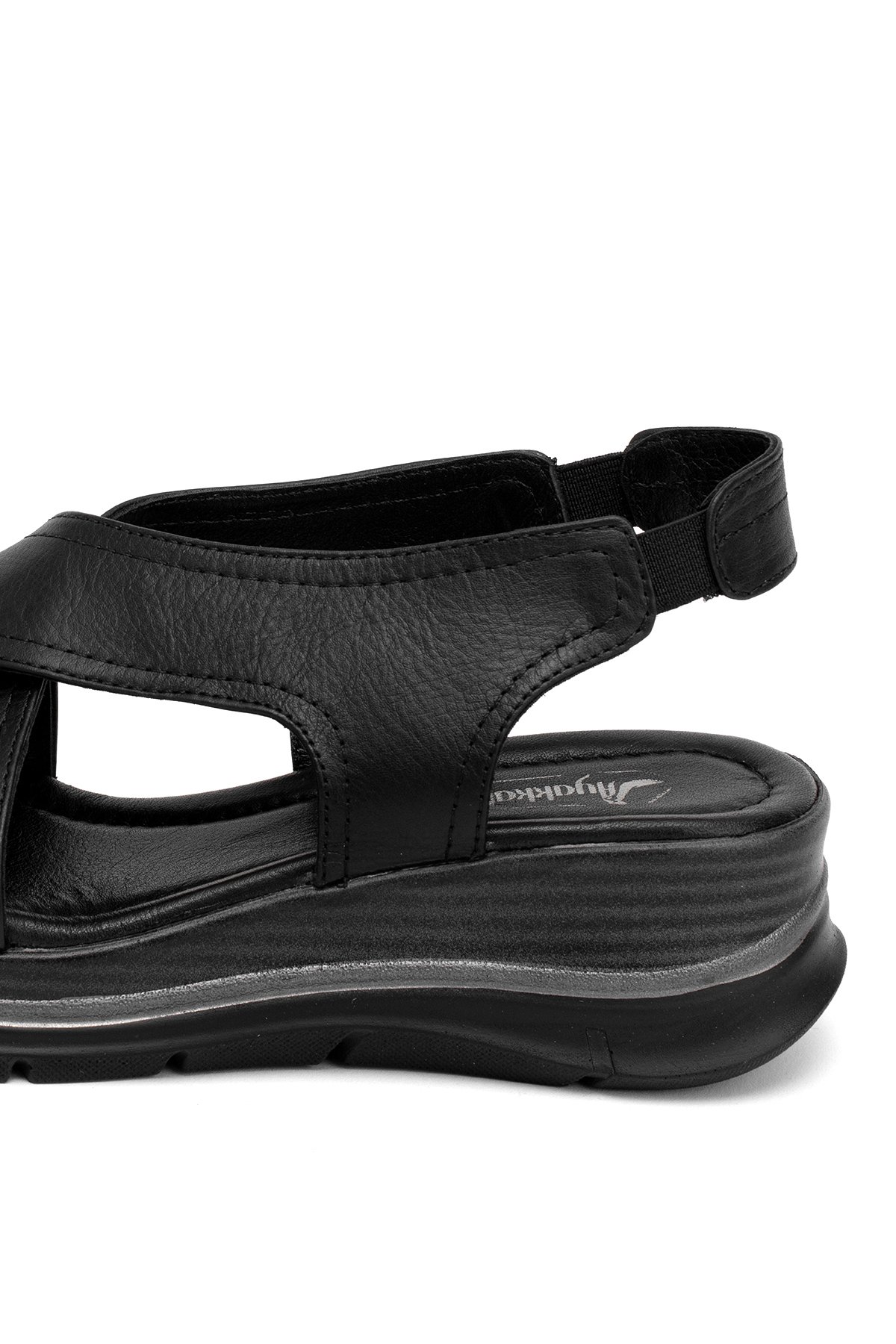 Elit Koc25-62 Kadın Hakiki Deri Dolgu Topuk Sandalet Siyah - Görsel 8