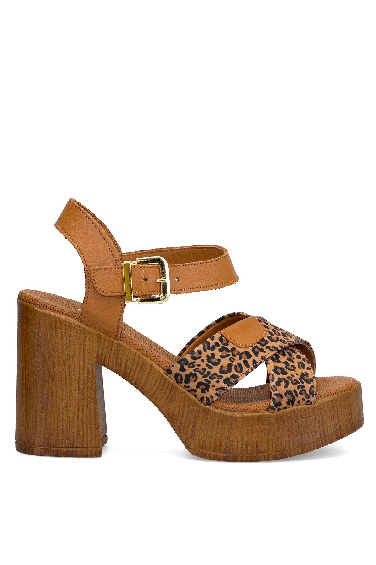 Elit DKE-31 S-472 Kadın Hakiki Deri Topuklu Sandalet Taba - Görsel 2