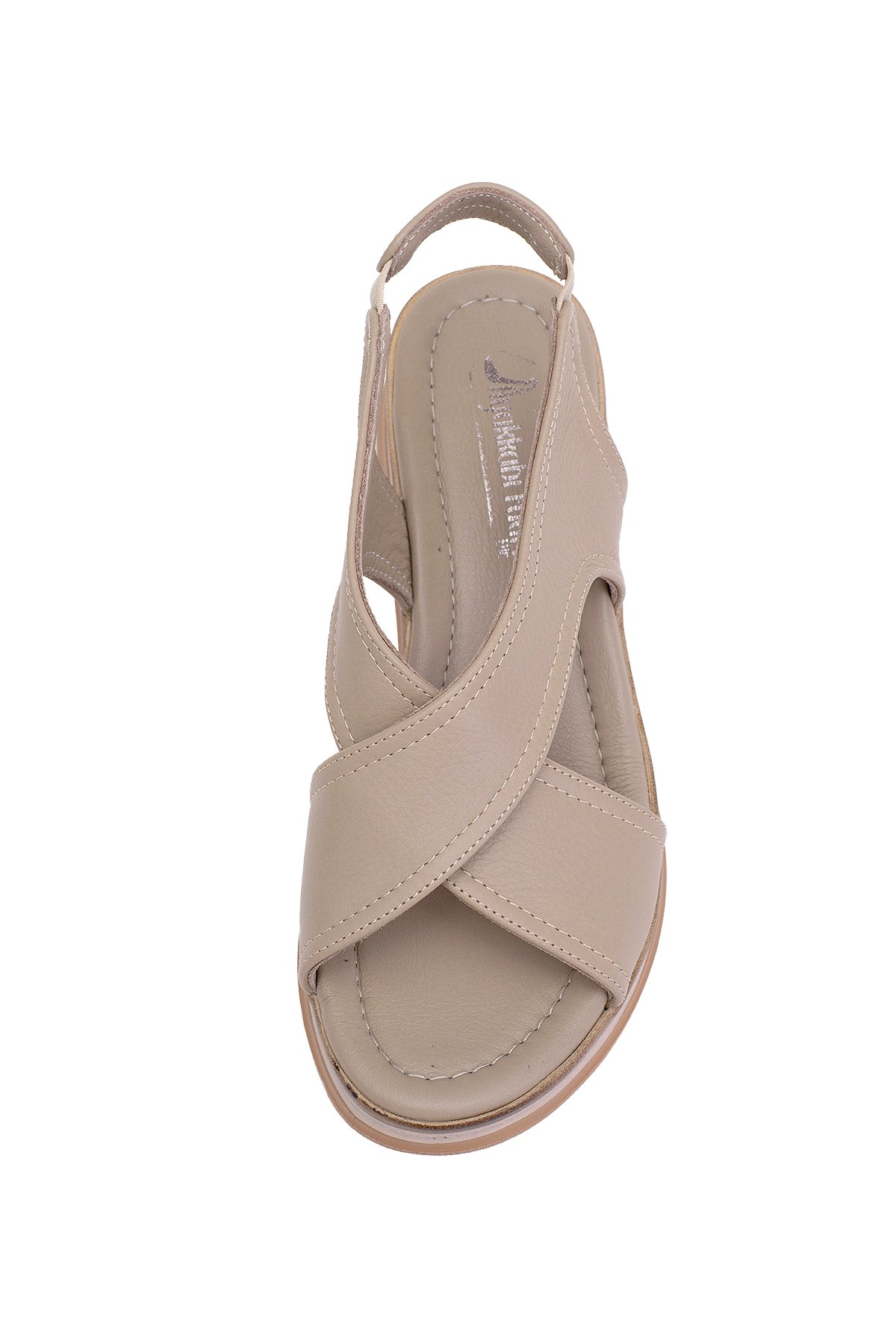 Elit Koc25-62 Kadın Hakiki Deri Dolgu Topuk Sandalet Bej - Görsel 7