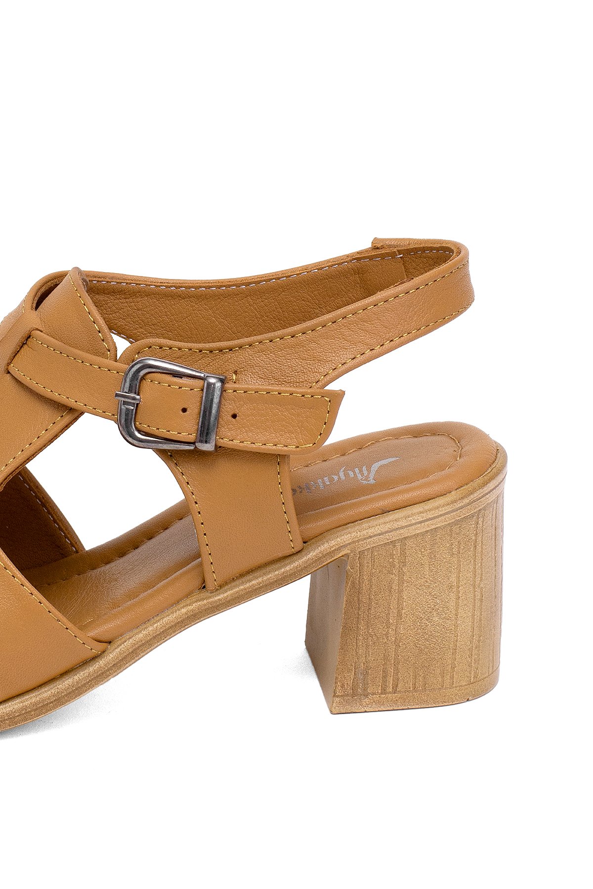 Elit Koc22-02 Kadın Hakiki Deri Topuklu Sandalet Taba - Görsel 8