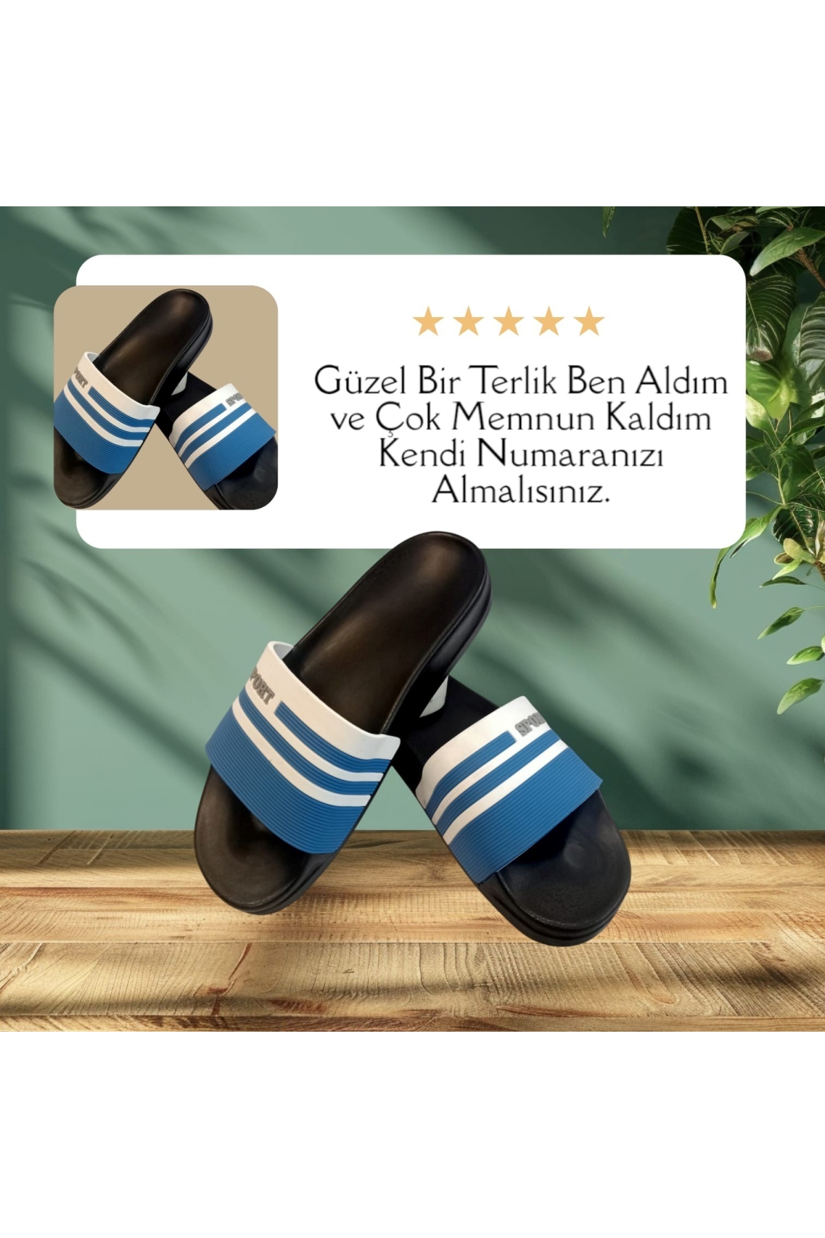 Unısex Mavi Beyaz Kaymaz Rahat Taban Deniz Plaj Havuz Banyo Günlük Terlik MIAMI-0850 - Görsel 6