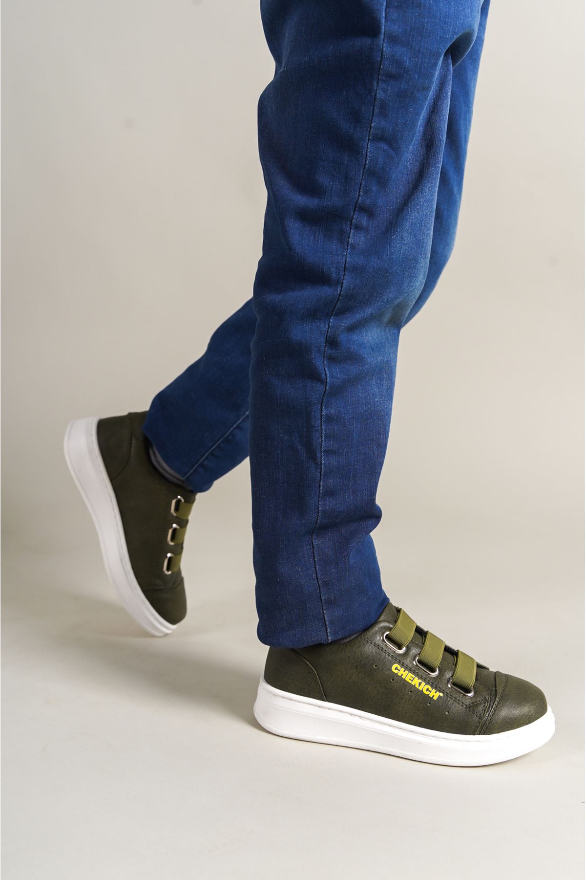 Lastikli Erkek Çocuk Günlük Yürüyüş Ayakkabısı Haki - Görsel 4