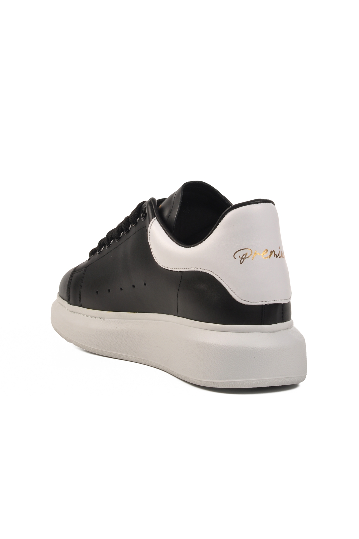 Aspor Siyah Beyaz Hakiki Deri Erkek Sneaker Premium - Görsel 5