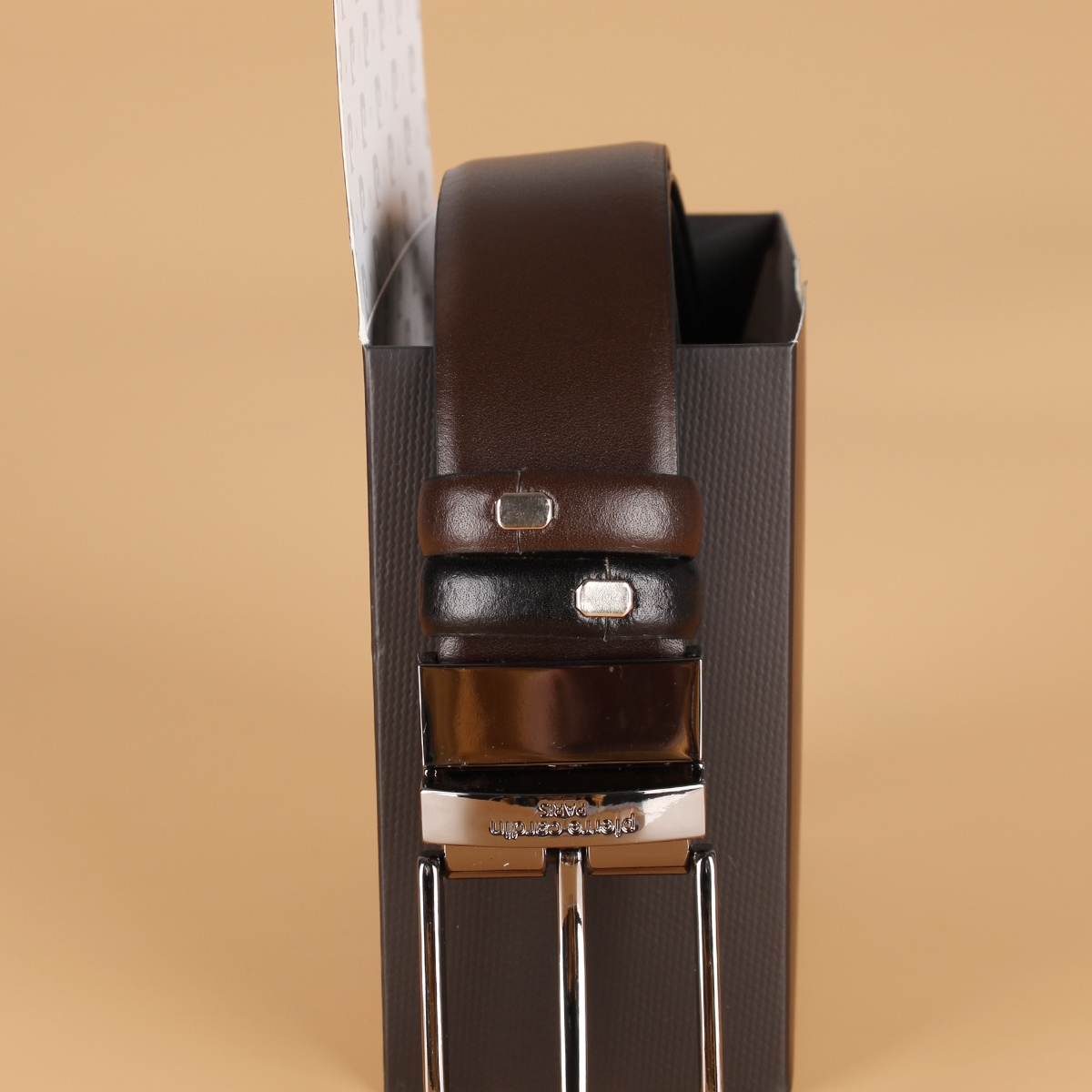 Pierre CardinÇift 01 Hakiki deri Erkek Çift taraflı kullanılabilen kemer SİYAH-KAHVE