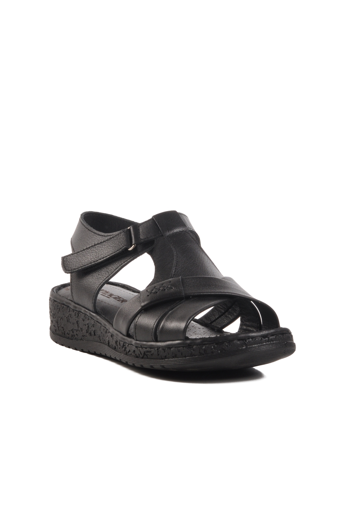 Siyah Hakiki Deri Kadın Sandalet - Görsel 4