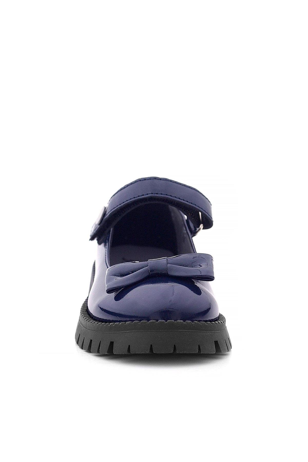 Lacivert Rugan Cırtlı Kalın Tabanlı Metal Detaylı Kız Çocuk Okul Ayakkabısı - Görsel 4