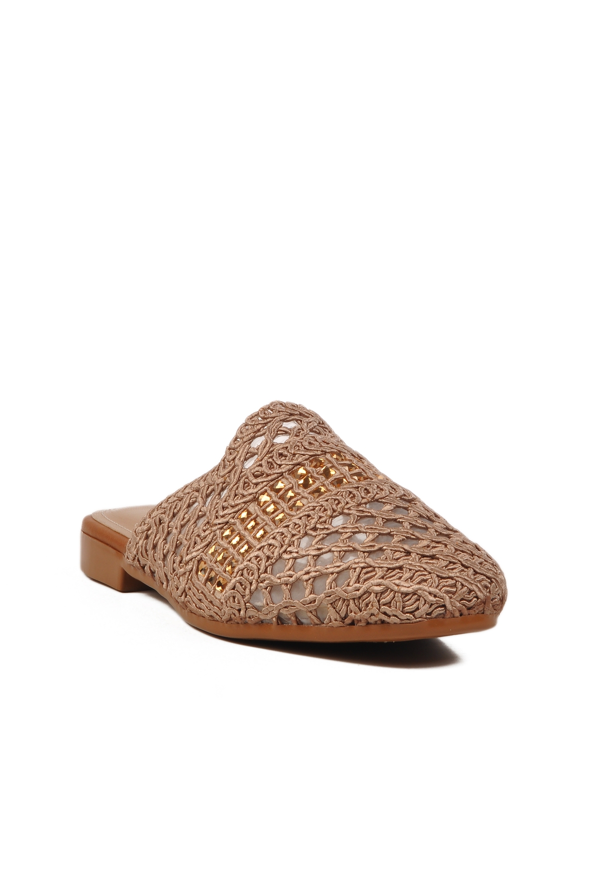 Bej Triko Hafif Önü Kapalı Kadın Düz Terlik - Görsel 4