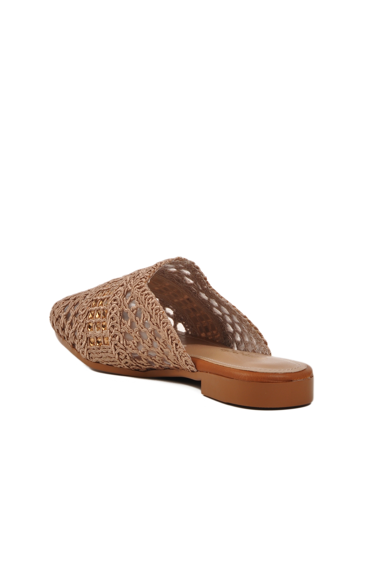 Bej Triko Hafif Önü Kapalı Kadın Düz Terlik - Görsel 5