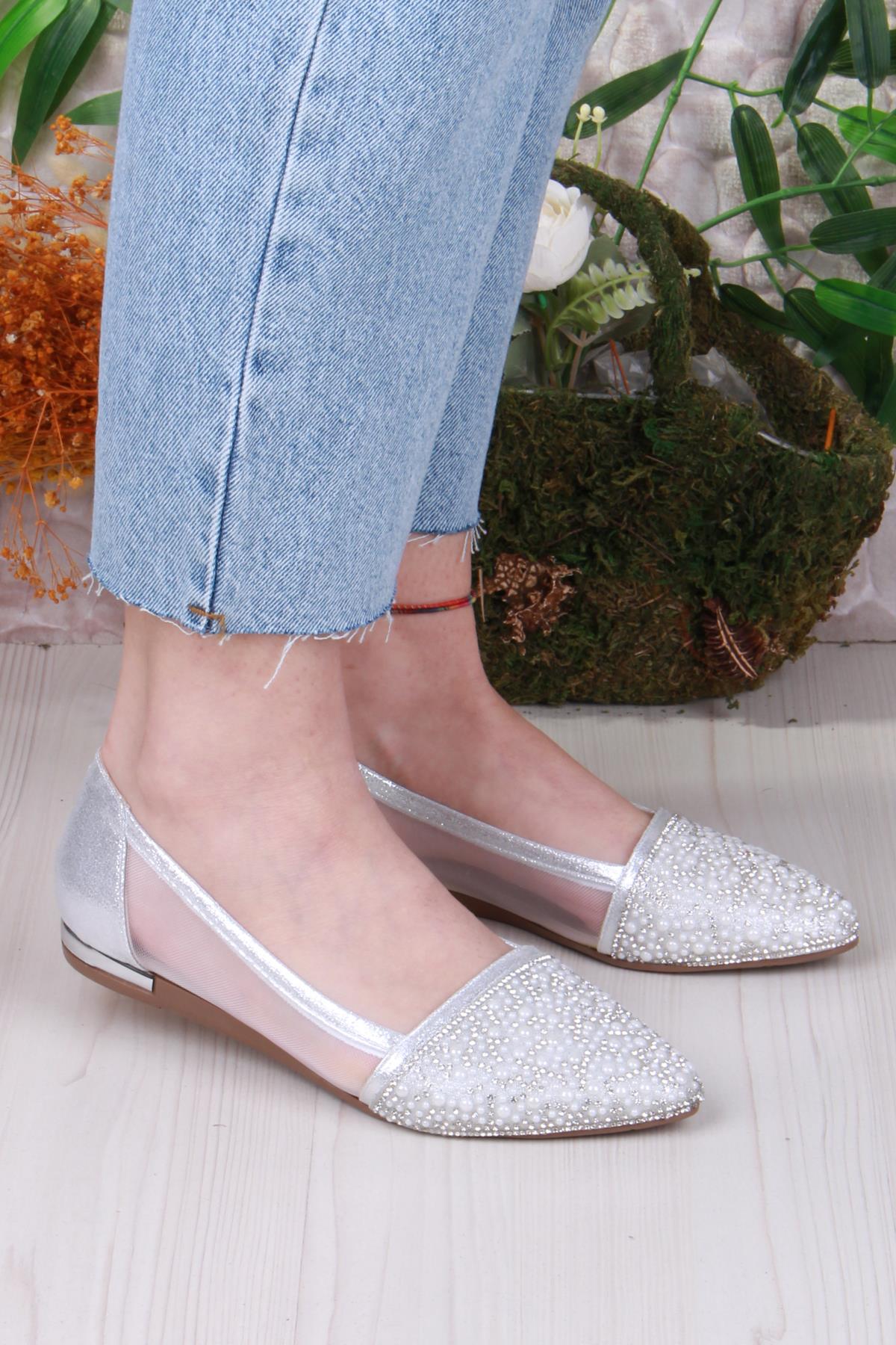 8567 Bocuklu Taşlı Yanları Tül Dügün Babeti Kadın Babet - Görsel 2