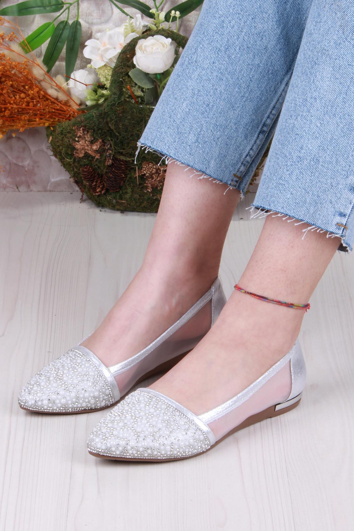 8567 Bocuklu Taşlı Yanları Tül Dügün Babeti Kadın Babet - Görsel 3