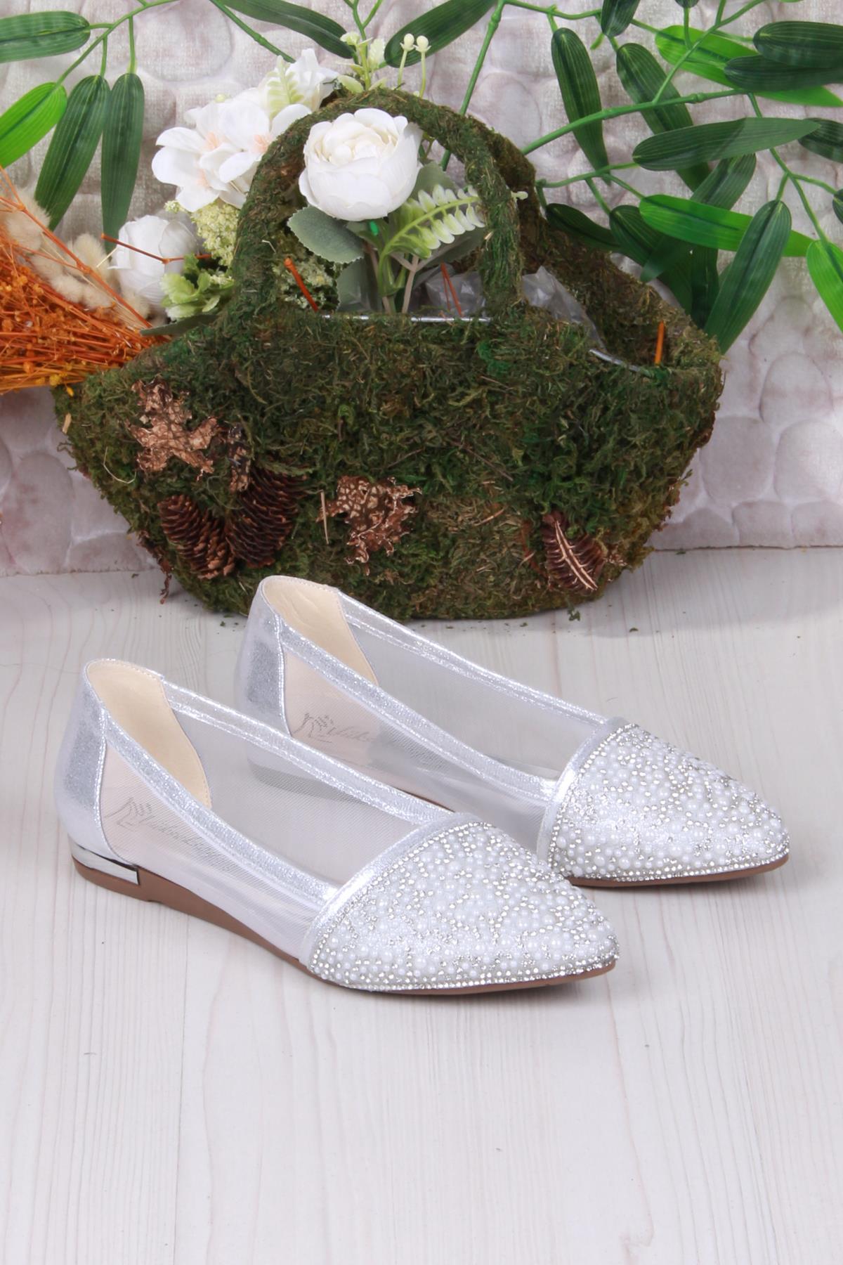 8567 Bocuklu Taşlı Yanları Tül Dügün Babeti Kadın Babet - Görsel 4