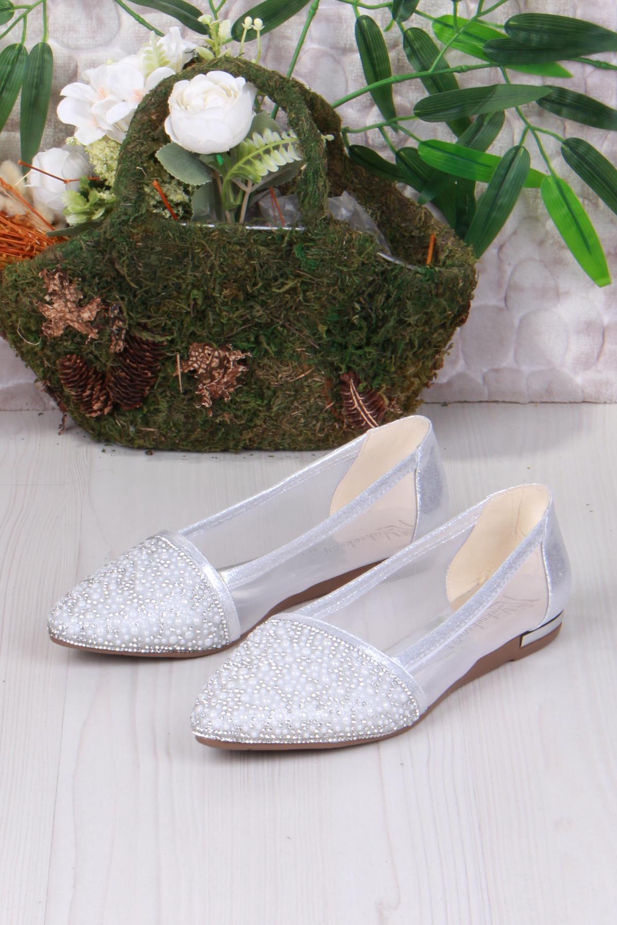 8567 Bocuklu Taşlı Yanları Tül Dügün Babeti Kadın Babet - Görsel 5