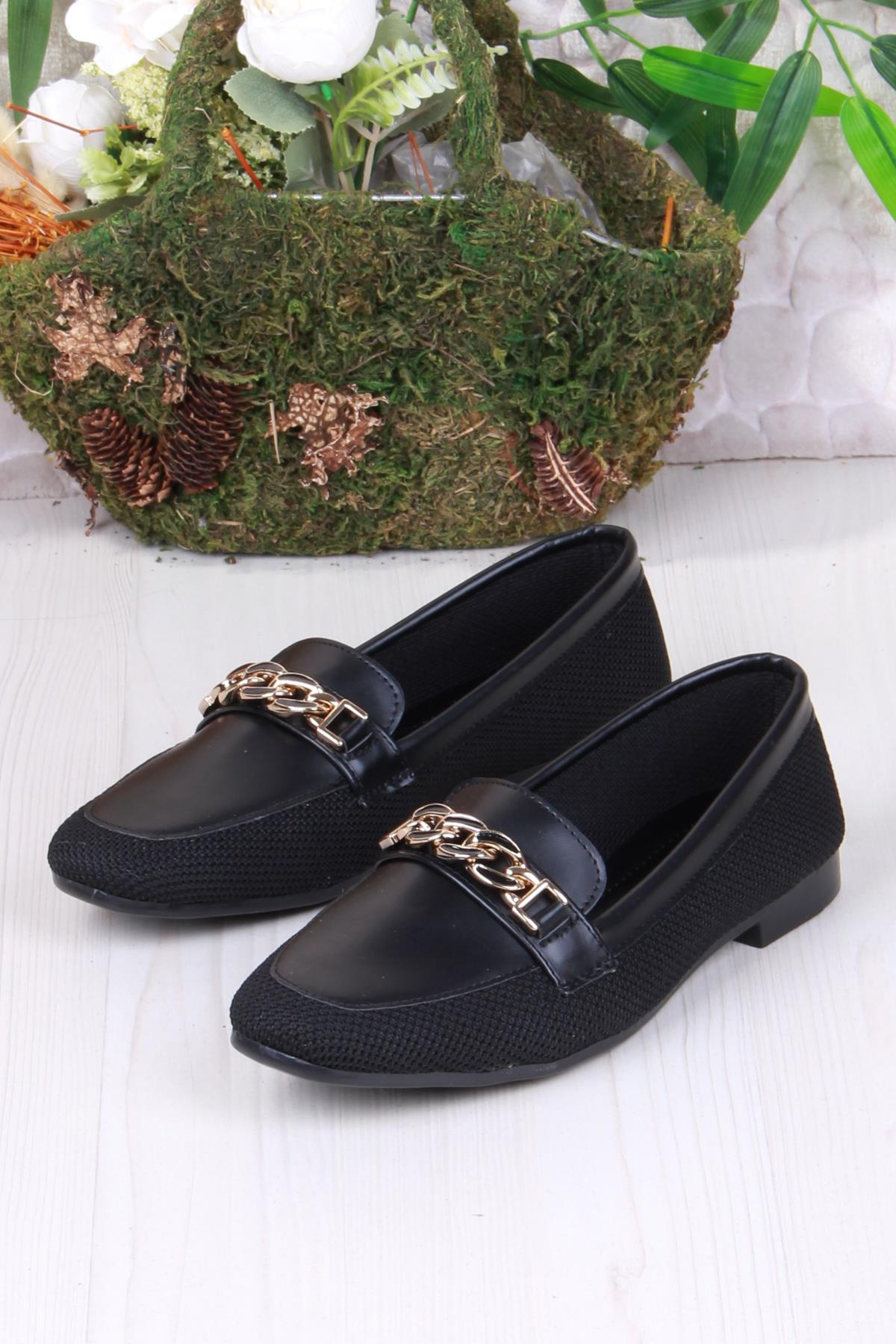 8571 Zincir Toka Detaylı Şık Rahat Kadın Babet - Görsel 5