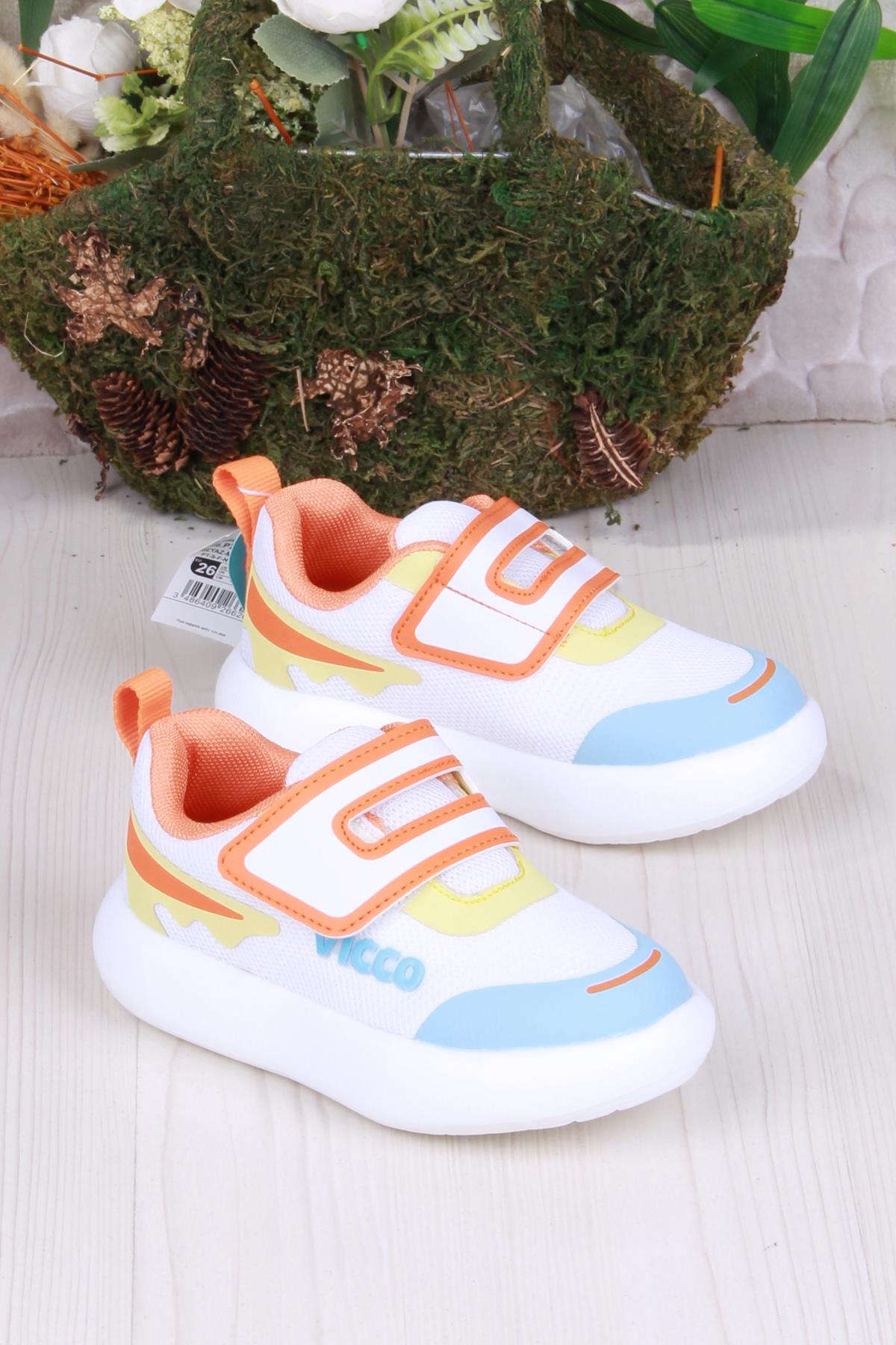 346.P25Y.161 Beyaz Mavi Melodic Işıklı Erkek Çocuk Ayakkabı - Görsel 2