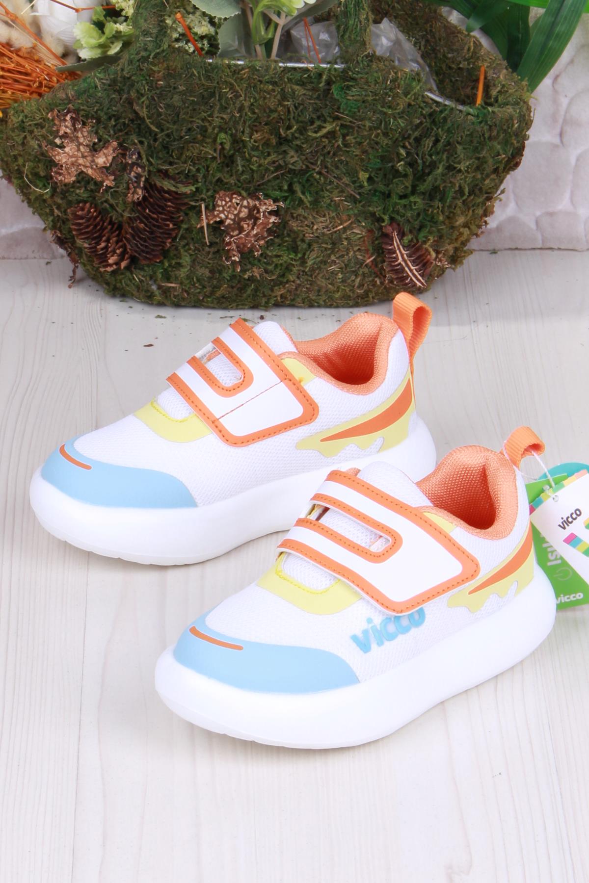 346.P25Y.161 Beyaz Mavi Melodic Işıklı Erkek Çocuk Ayakkabı - Görsel 4