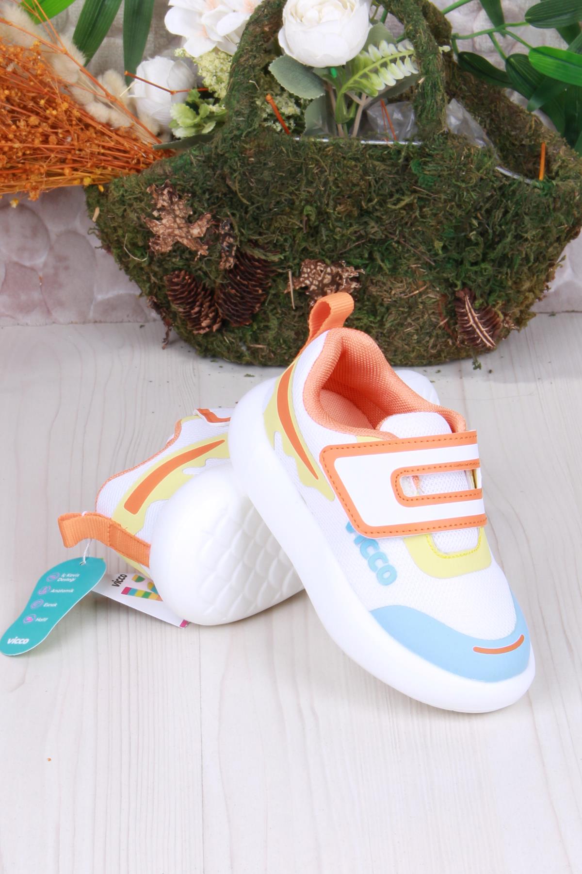 346.P25Y.161 Beyaz Mavi Melodic Işıklı Erkek Çocuk Ayakkabı - Görsel 5