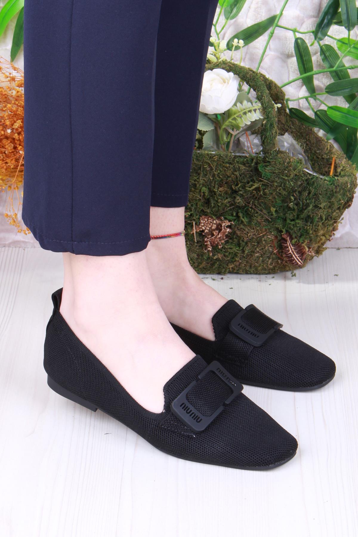 128-131 Fls Toka Detaylı Triko Kadın Babet - Görsel 2