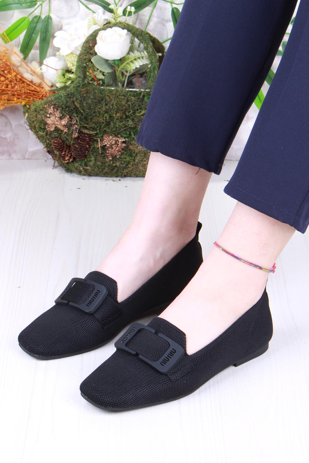 128-131 Fls Toka Detaylı Triko Kadın Babet - Görsel 3