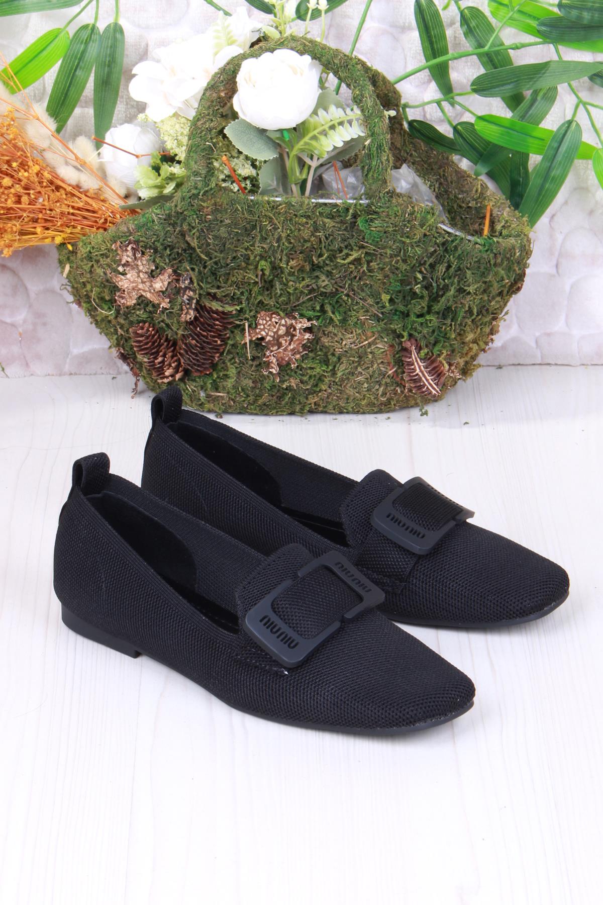 128-131 Fls Toka Detaylı Triko Kadın Babet - Görsel 4