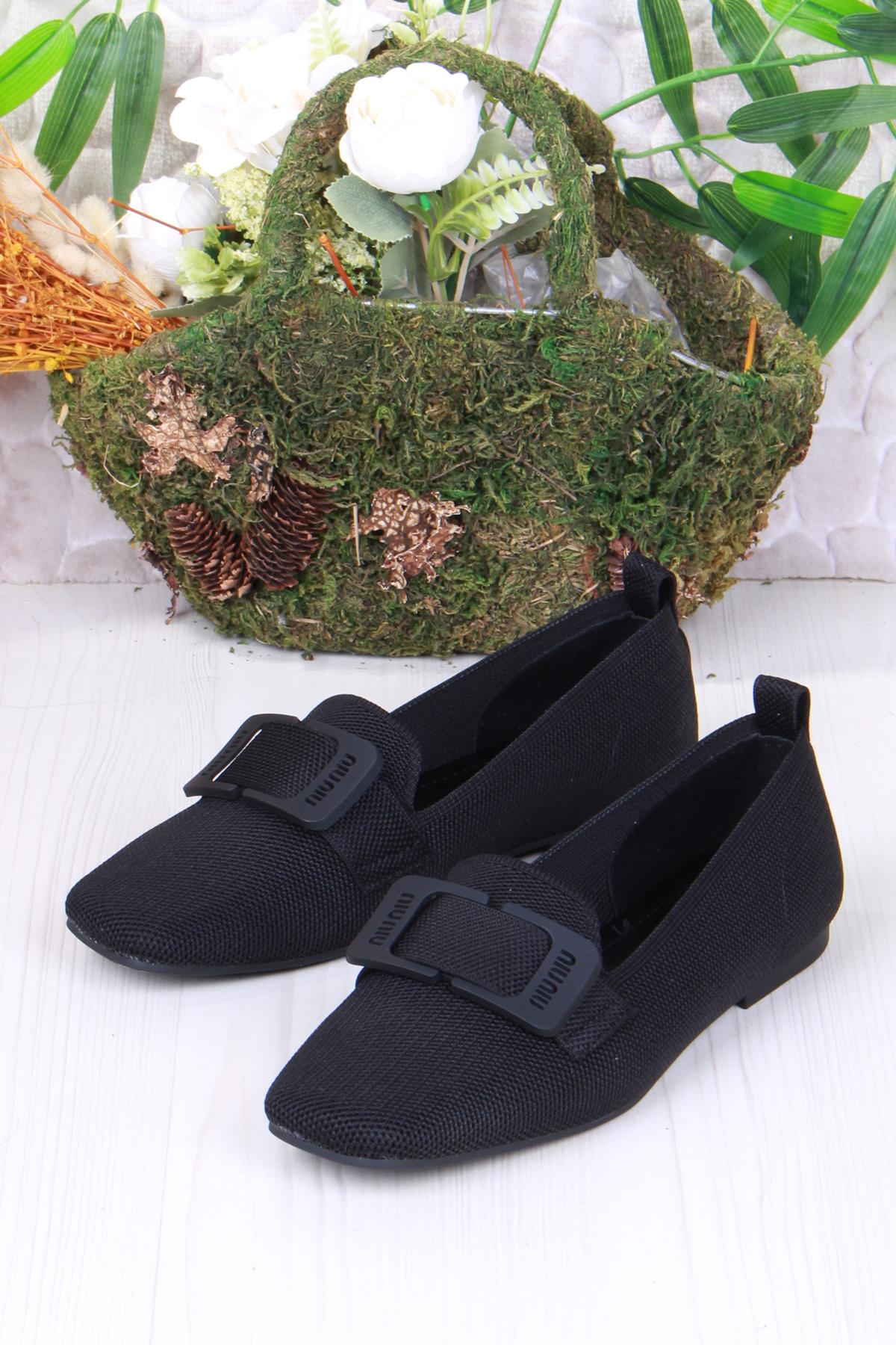 128-131 Fls Toka Detaylı Triko Kadın Babet - Görsel 5