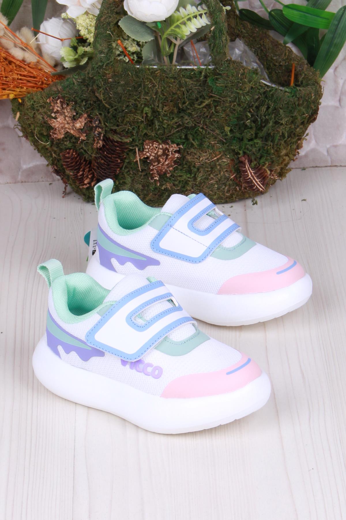 346.P25Y.161 Beyaz Lila Melodic Işıklı Kız Çocuk Ayakkabı - Görsel 2