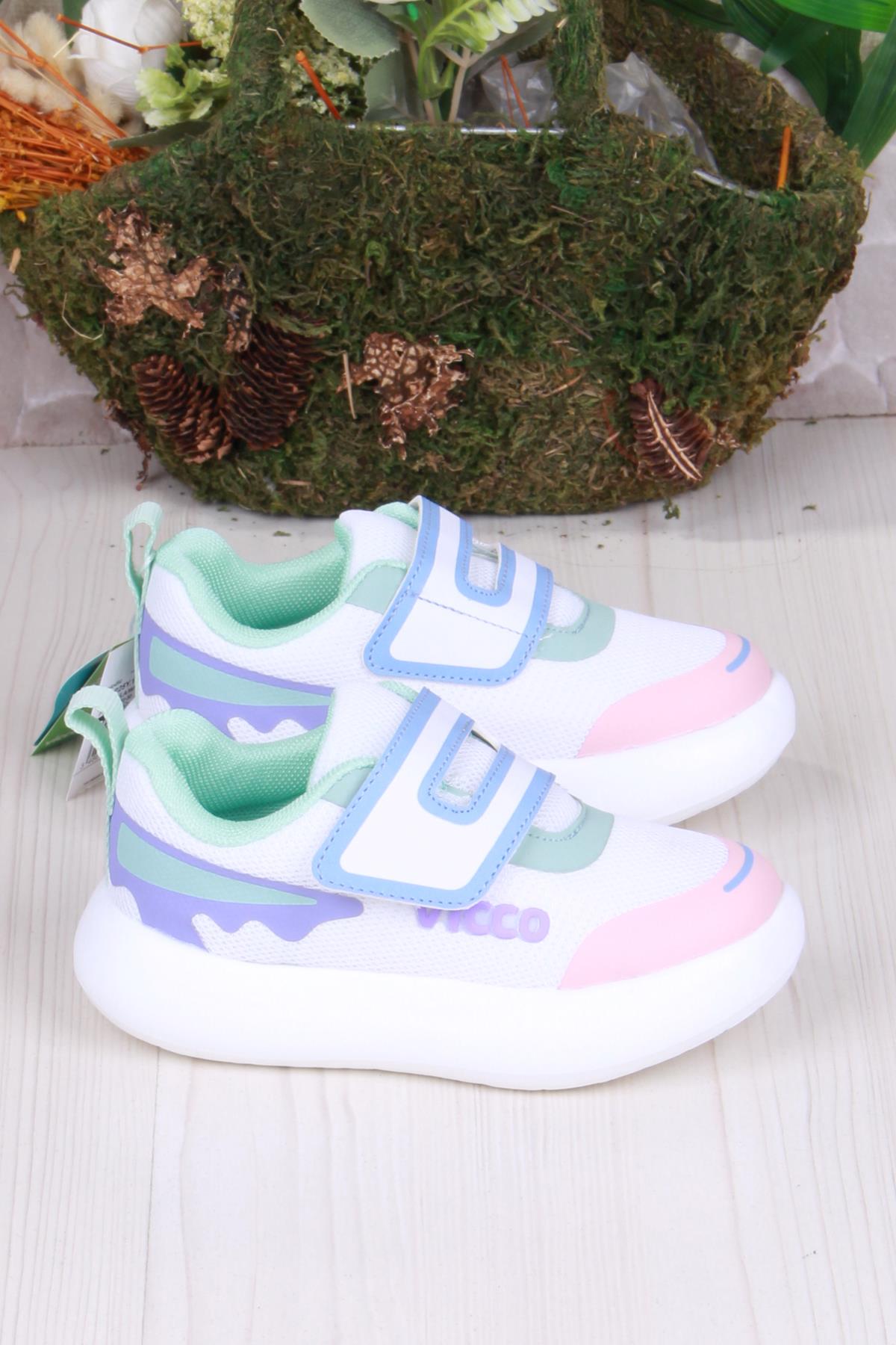 346.P25Y.161 Beyaz Lila Melodic Işıklı Kız Çocuk Ayakkabı - Görsel 3
