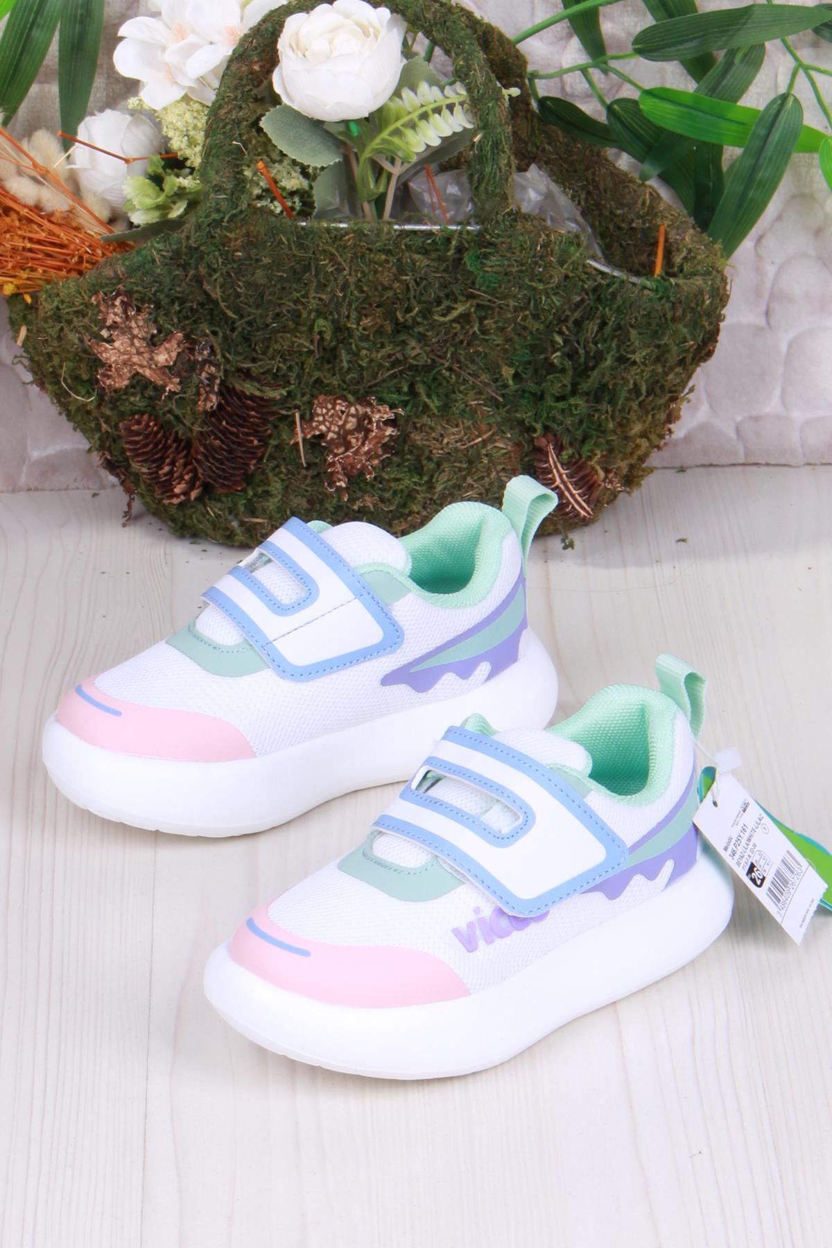 346.P25Y.161 Beyaz Lila Melodic Işıklı Kız Çocuk Ayakkabı - Görsel 4
