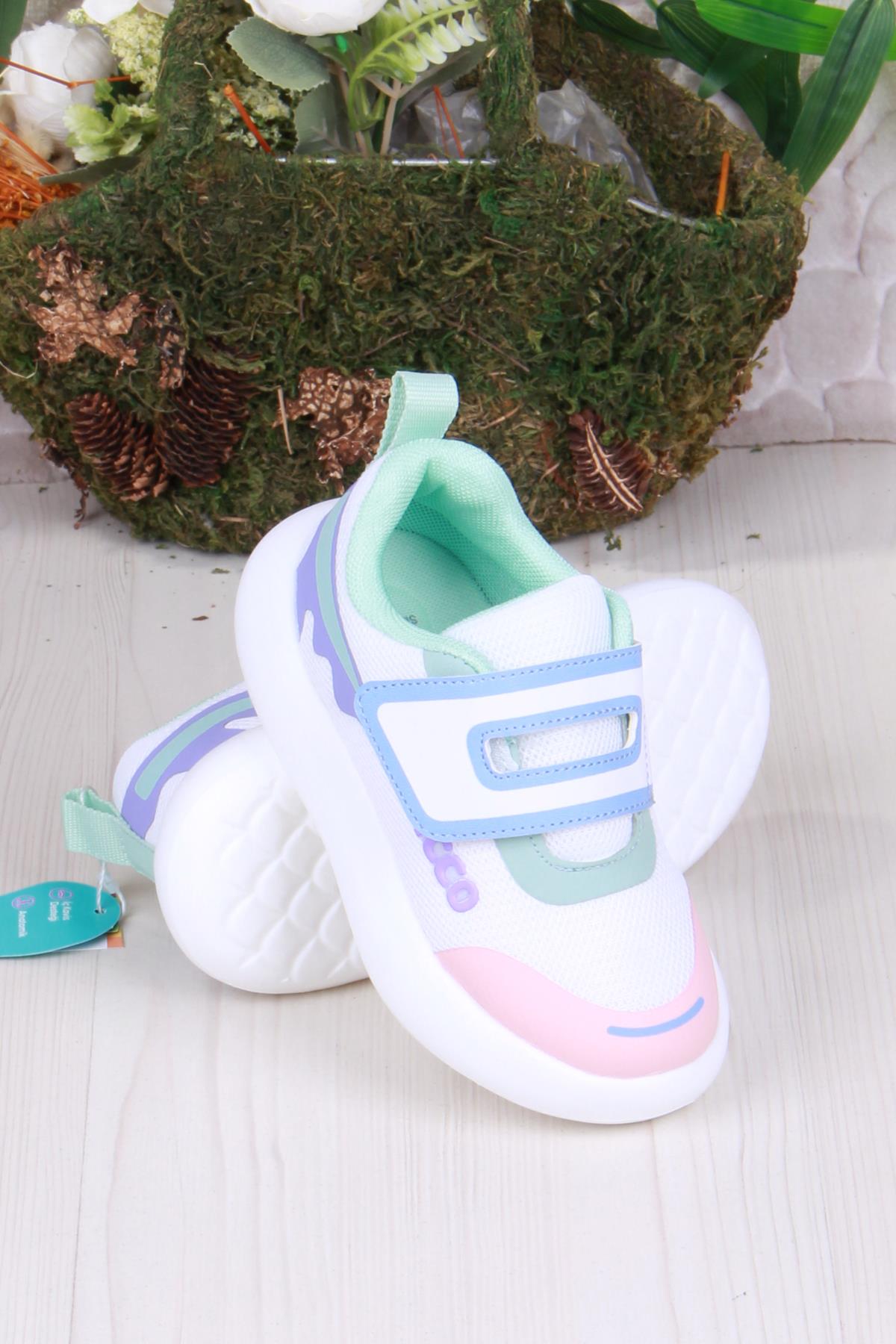 346.P25Y.161 Beyaz Lila Melodic Işıklı Kız Çocuk Ayakkabı - Görsel 5