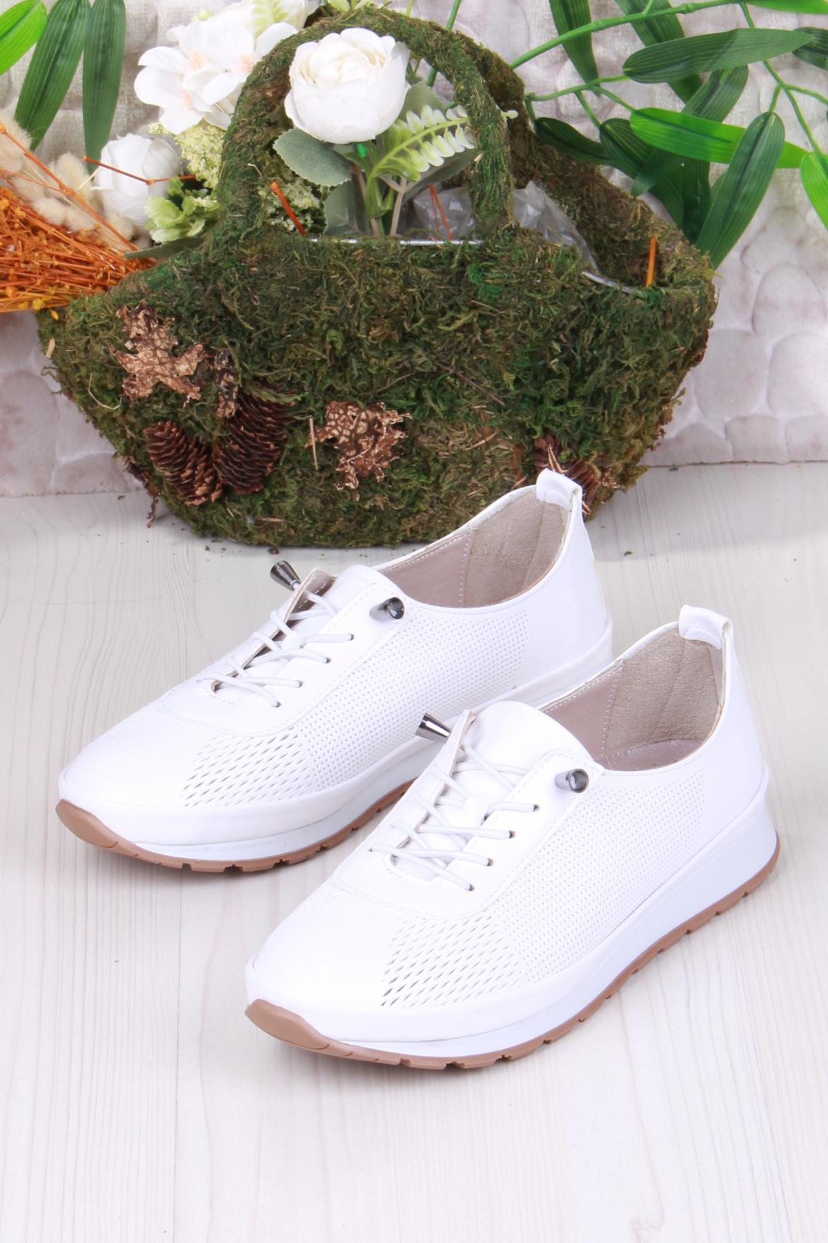 701-5 Anatomik Rahat Lazer Baskılı Lastik Bağcıklı Kadın Ayakkabı - Görsel 5