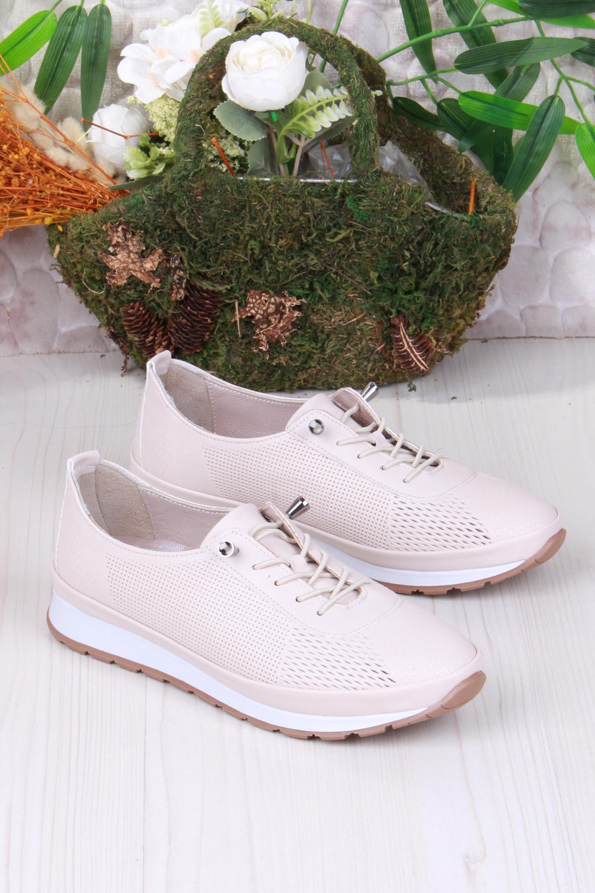 701-5 Anatomik Rahat Lazer Baskılı Lastik Bağcıklı Kadın Ayakkabı - Görsel 4